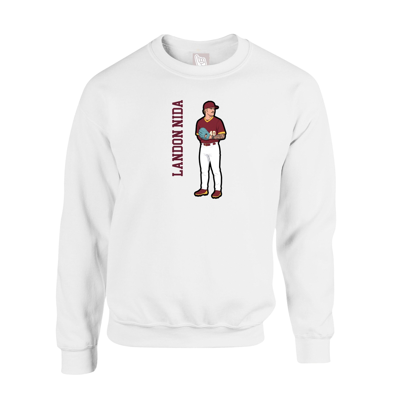 Fleece Crew — Name Vertical in White
