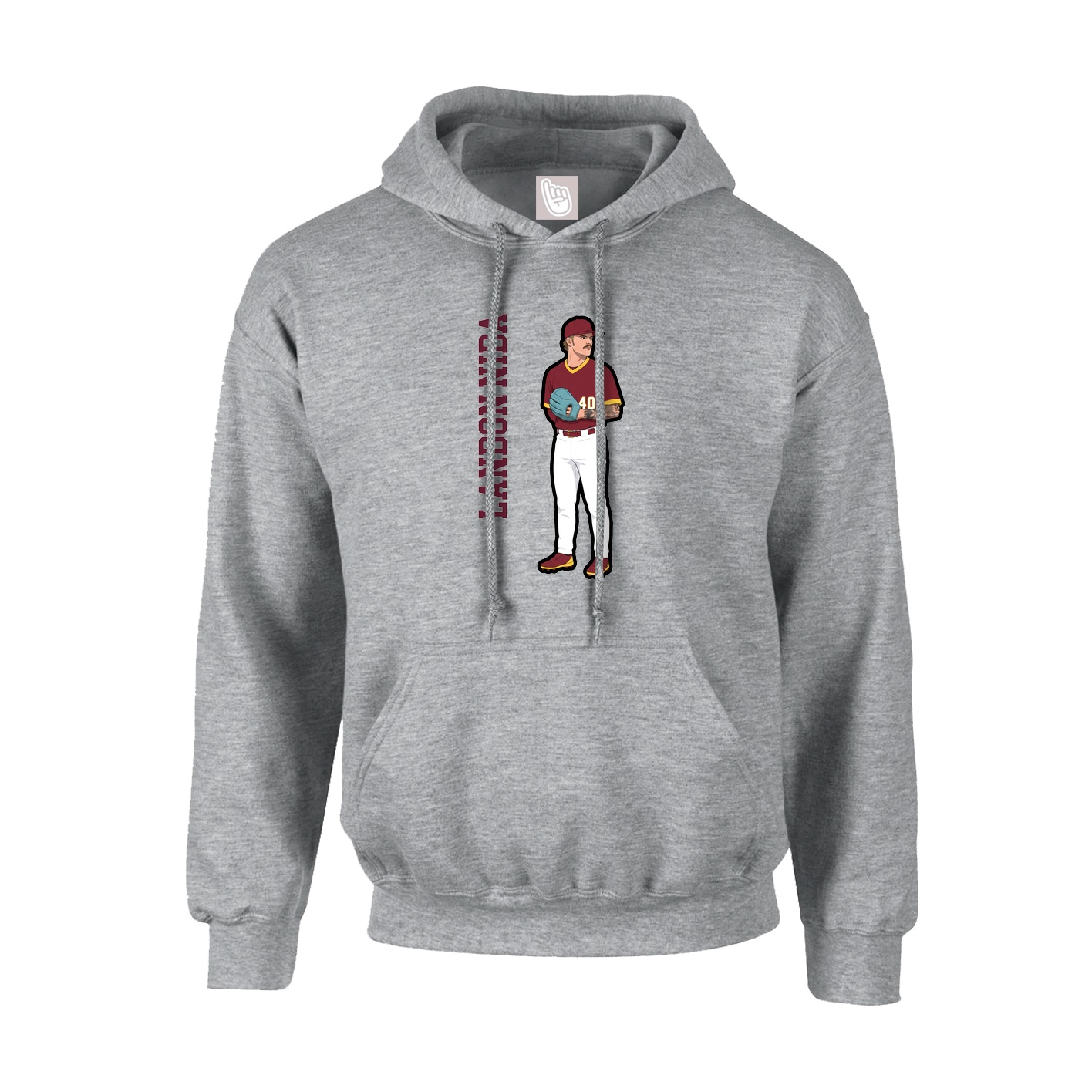 Youth Hoodie — Name Vertical in Grey