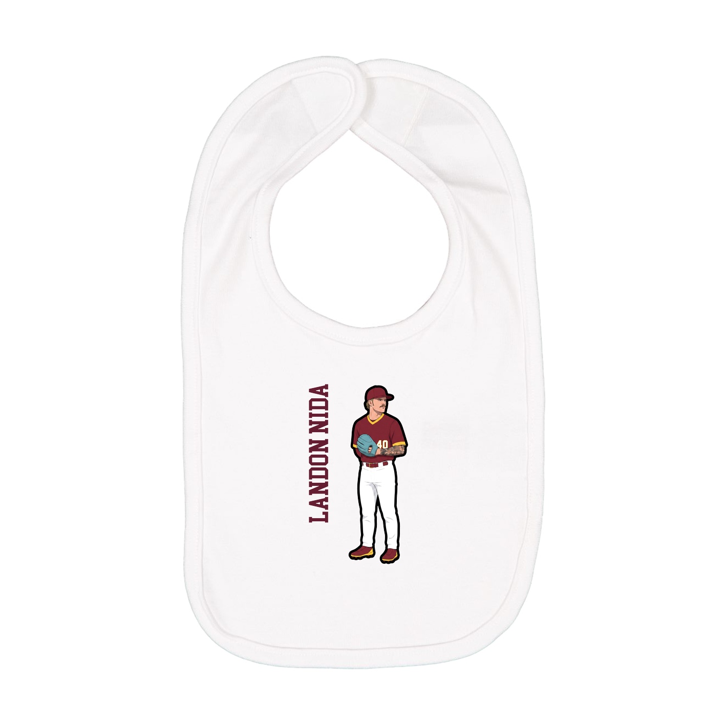 Infant Bib — Name Vertical in White