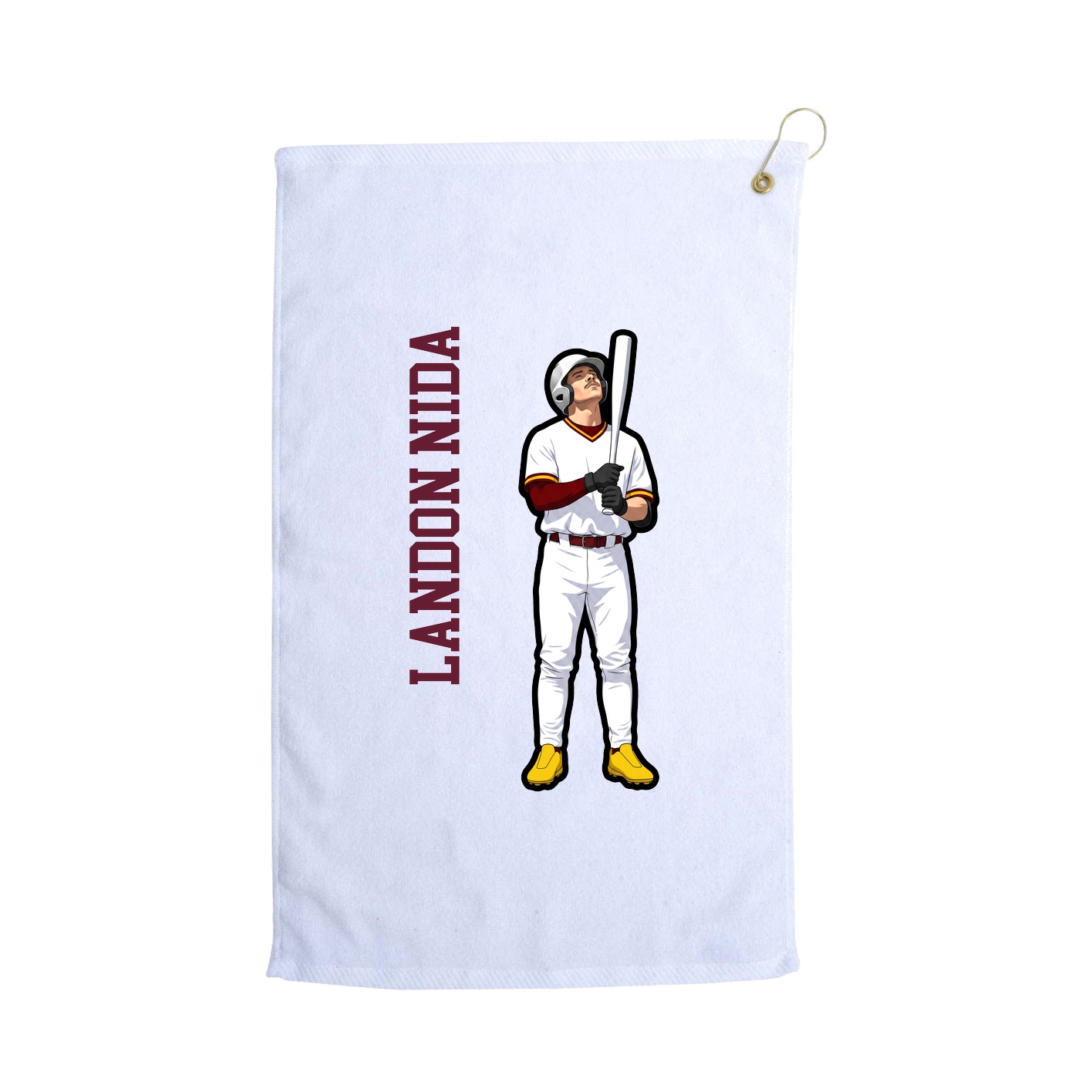 Golf Towel — Name Vertical in White