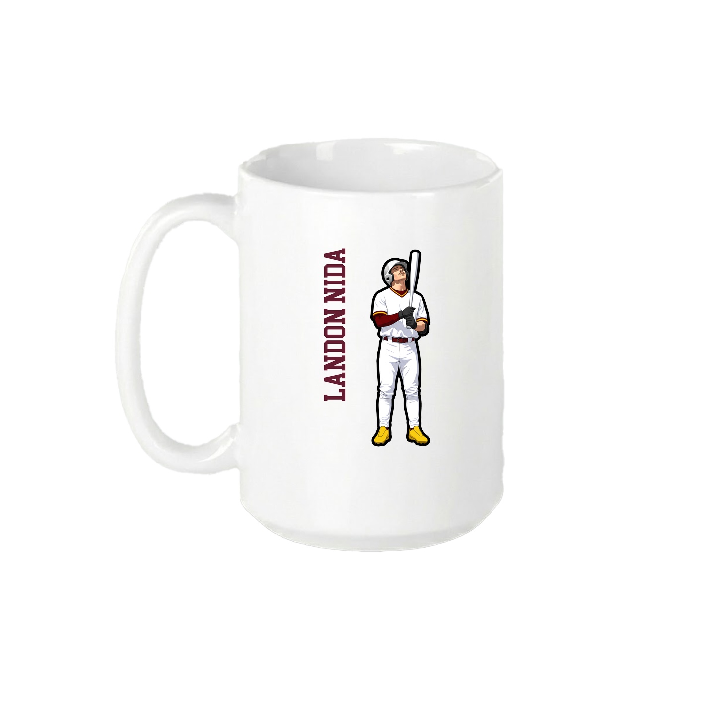 15oz Coffee Mug — Name Vertical in White
