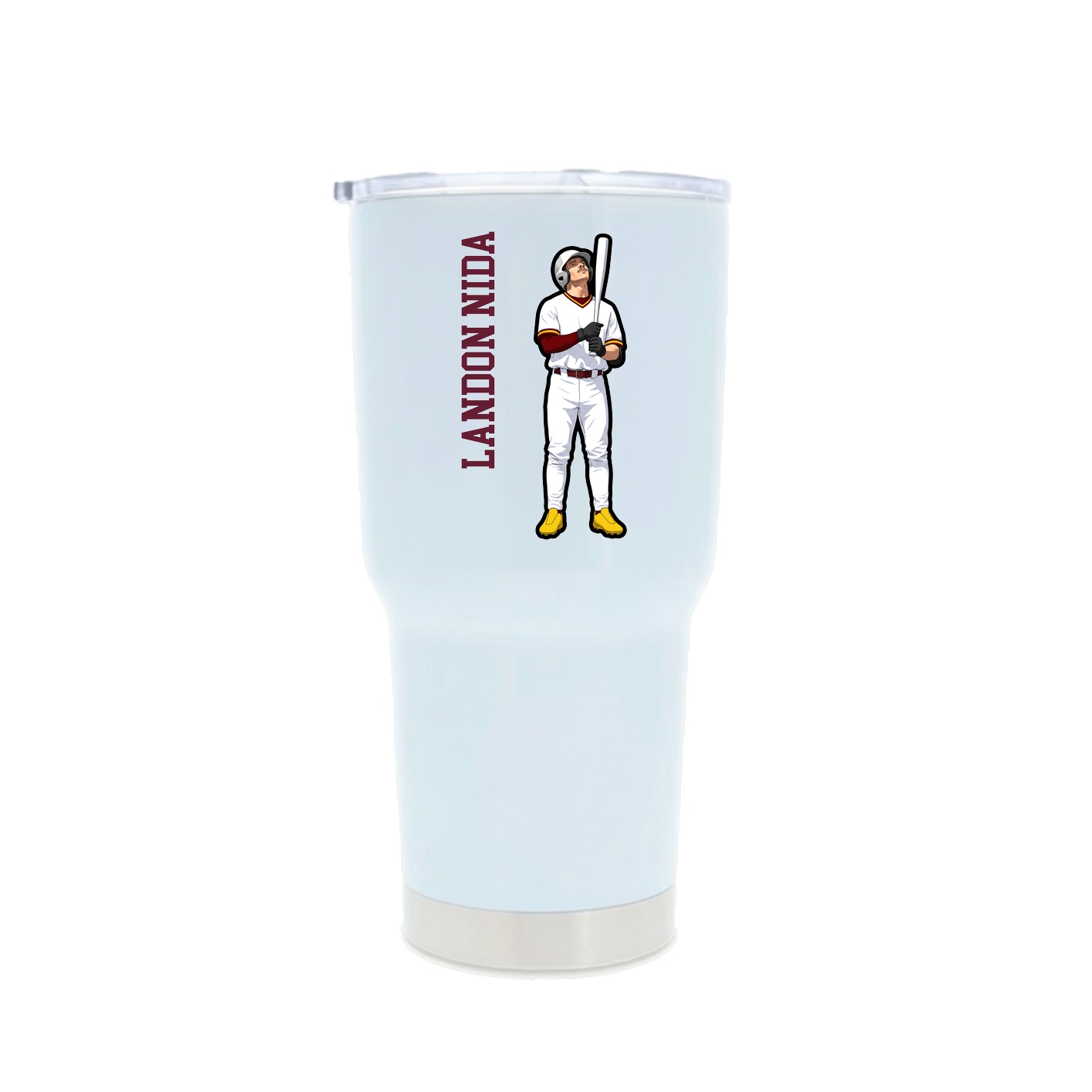 30oz Stainless Steel Tumbler — Name Vertical in White
