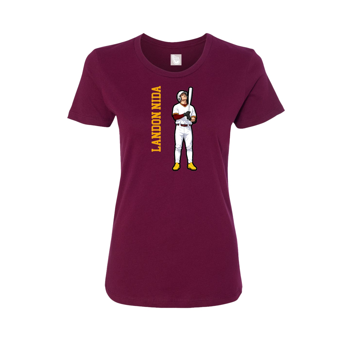 Womens Tee — Name Vertical in Maroon
