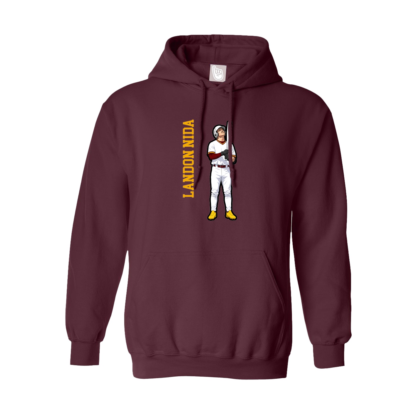 Hoodie — Name Vertical in Maroon