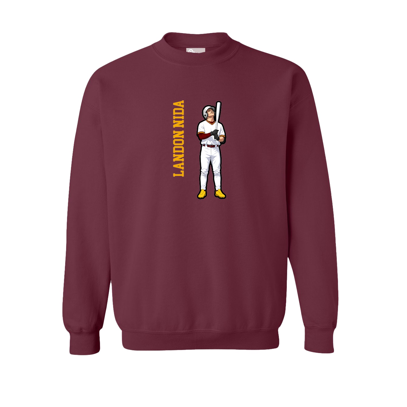 Fleece Crew — Name Vertical in Maroon