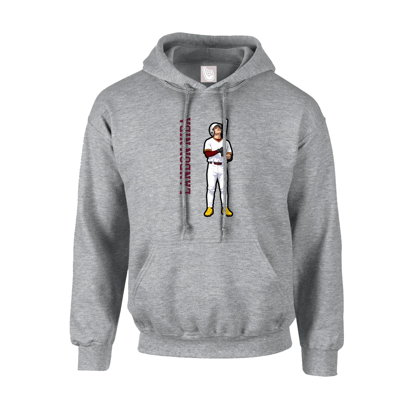Youth Hoodie — Name Vertical in Grey