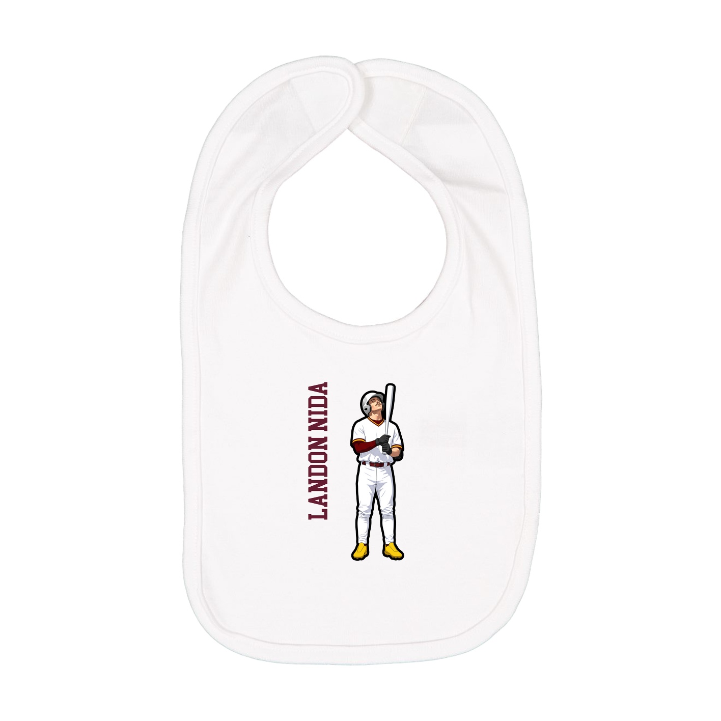 Infant Bib — Name Vertical in White