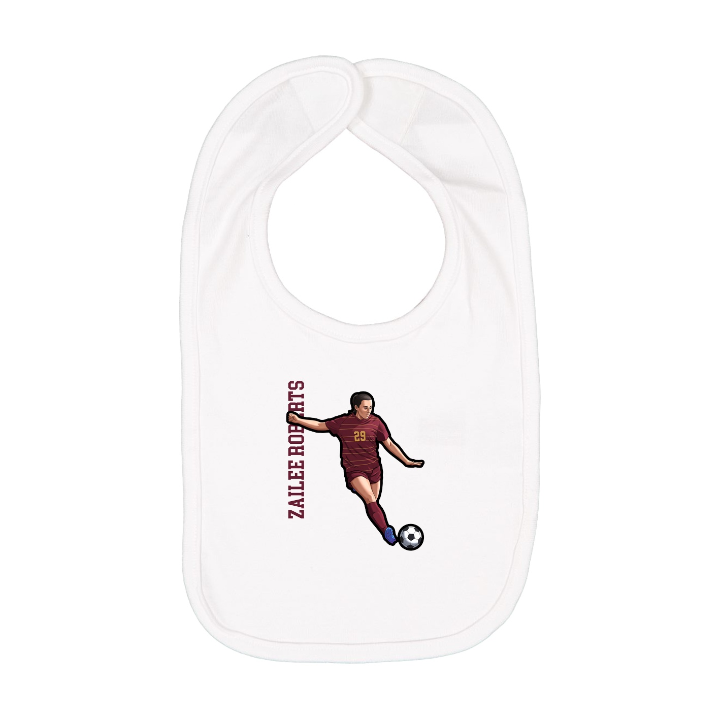 Infant Bib — Name Vertical in White