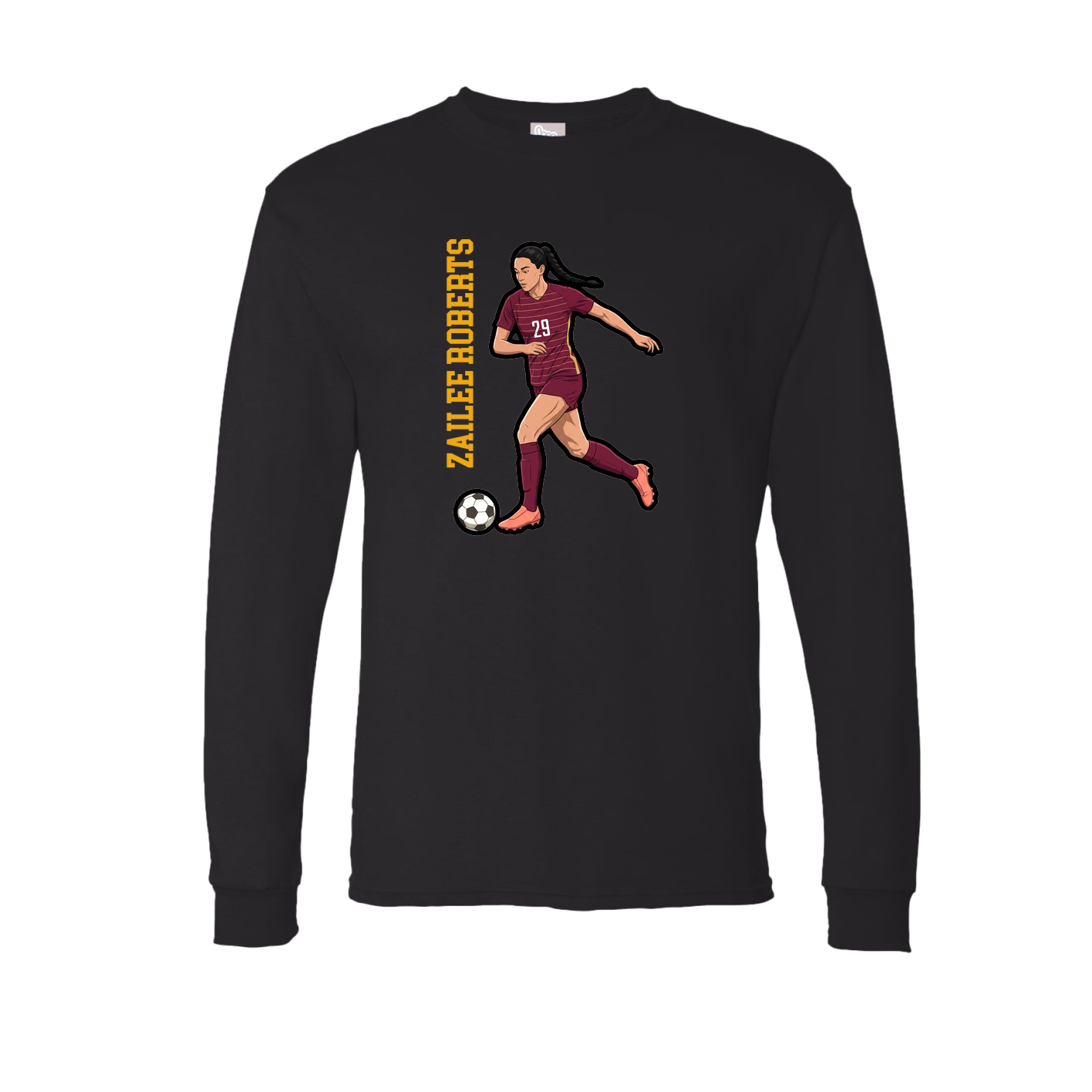 Long Sleeve Tee — Name Vertical in Black