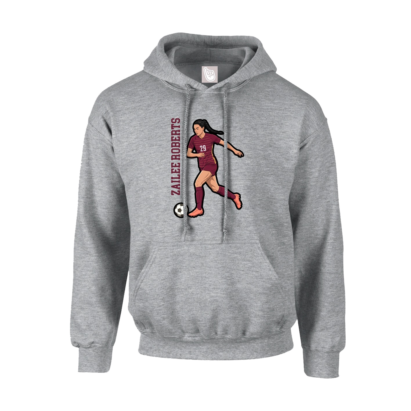 Youth Hoodie — Name Vertical in Grey