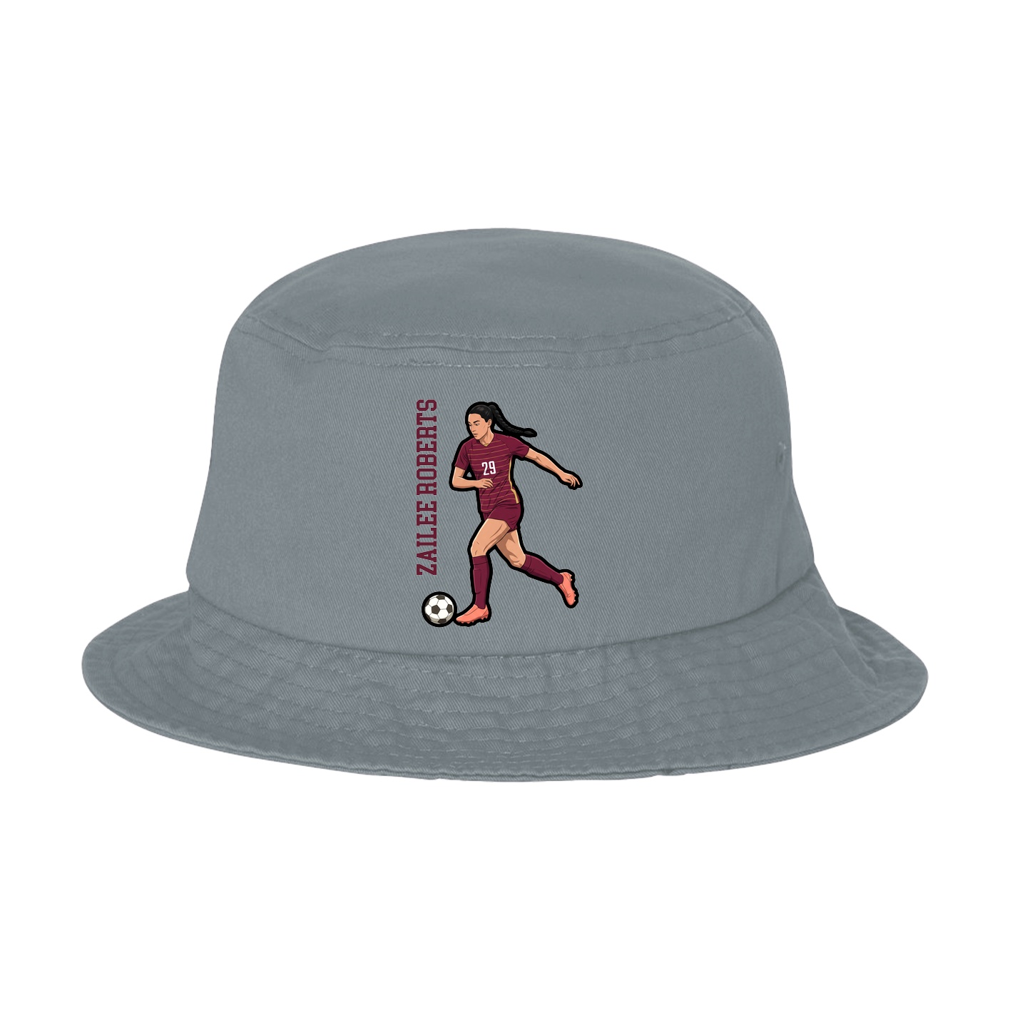 Bucket Cap — Name Vertical in Grey