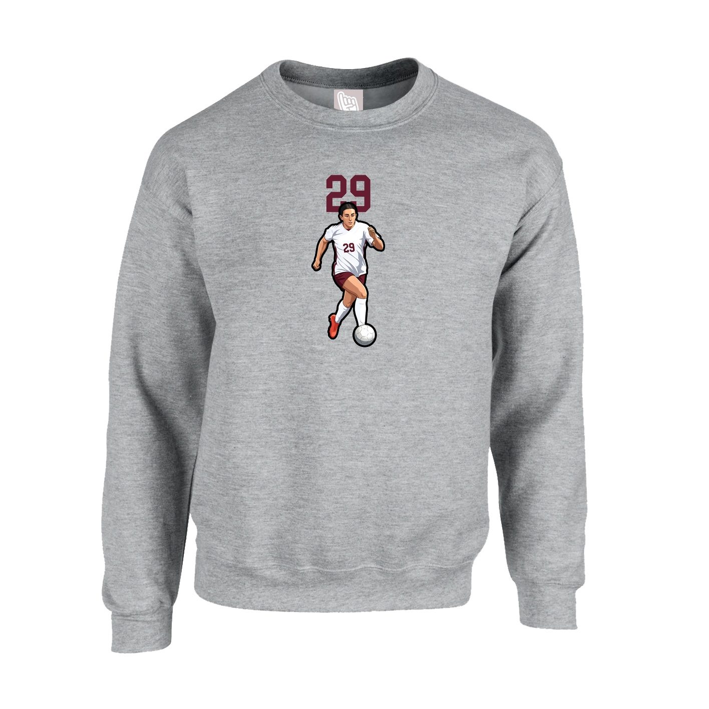 Fleece Crew — Number Top in Grey