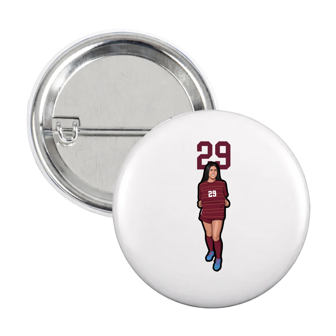 Game Day Button — Number Top in White