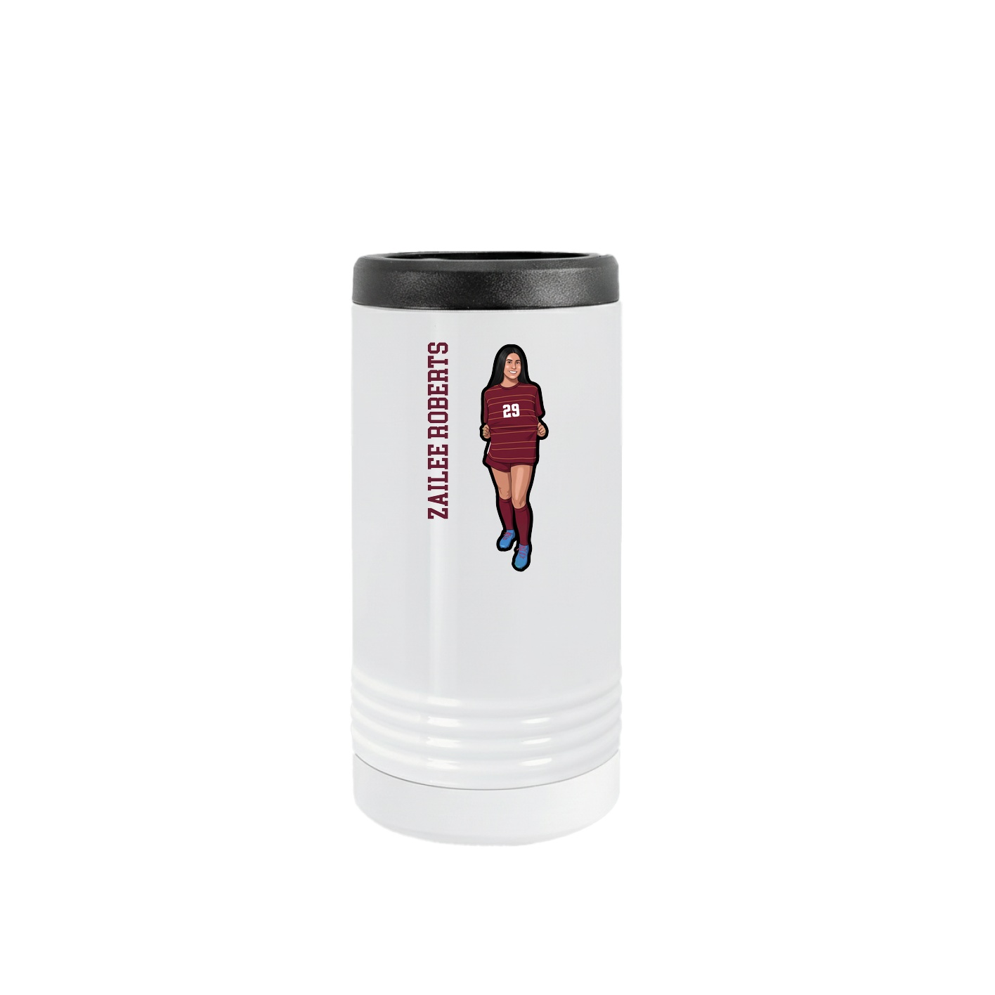 Slim Beverage Holder — Name Vertical in White