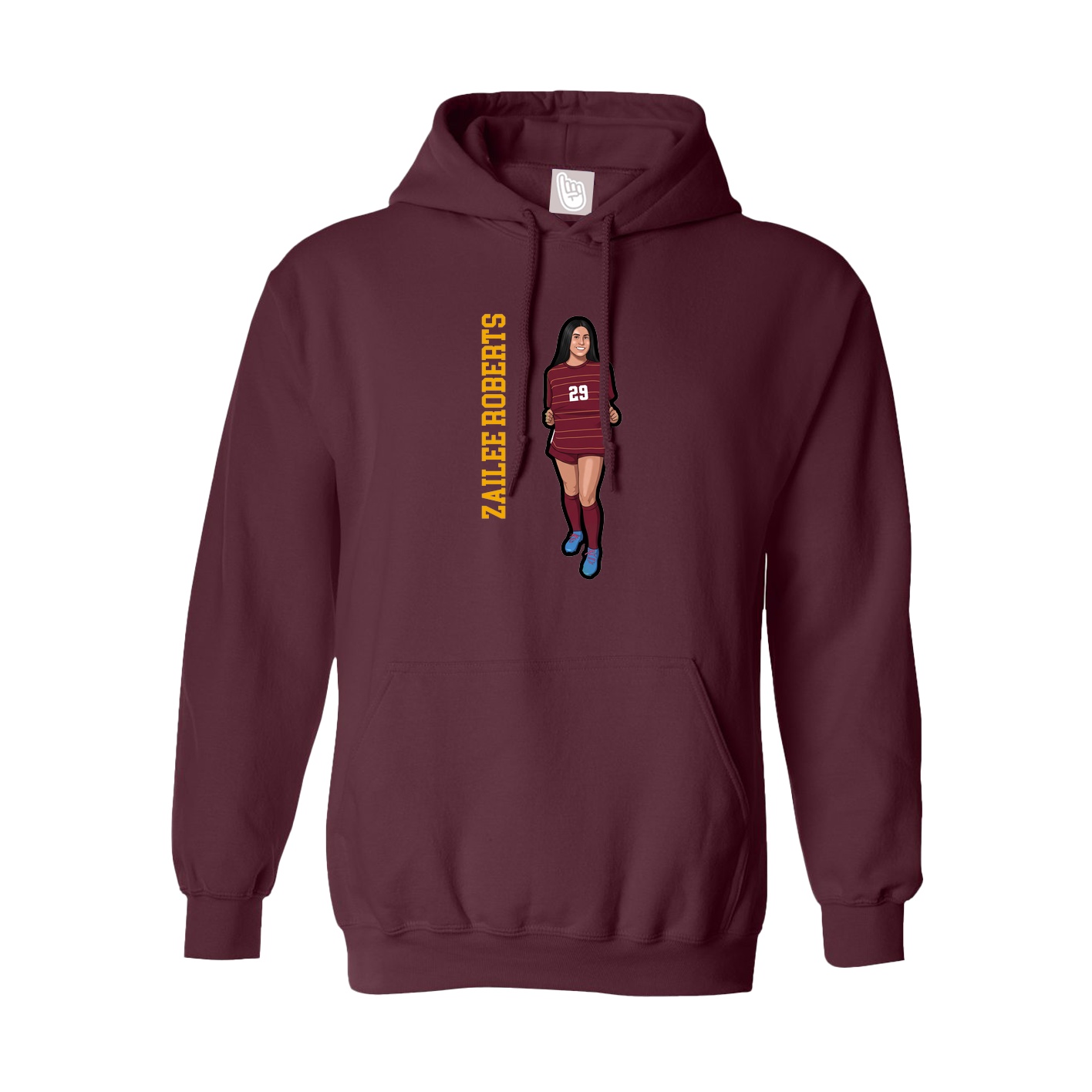 Youth Hoodie — Name Vertical in Maroon