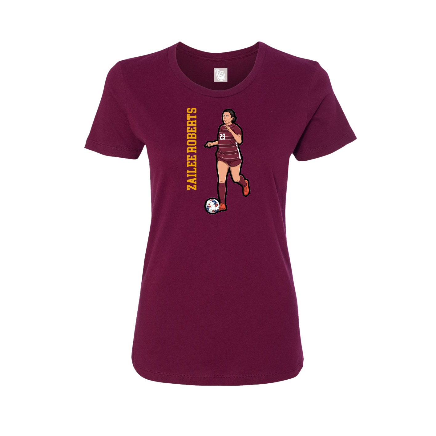 Womens Tee — Name Vertical in Maroon