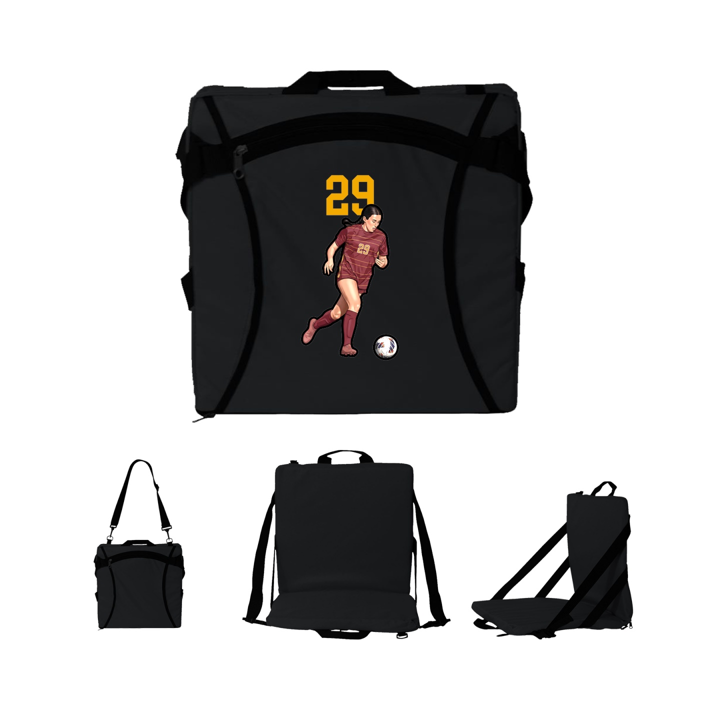Folding Stadium Seat — Number Top in Black