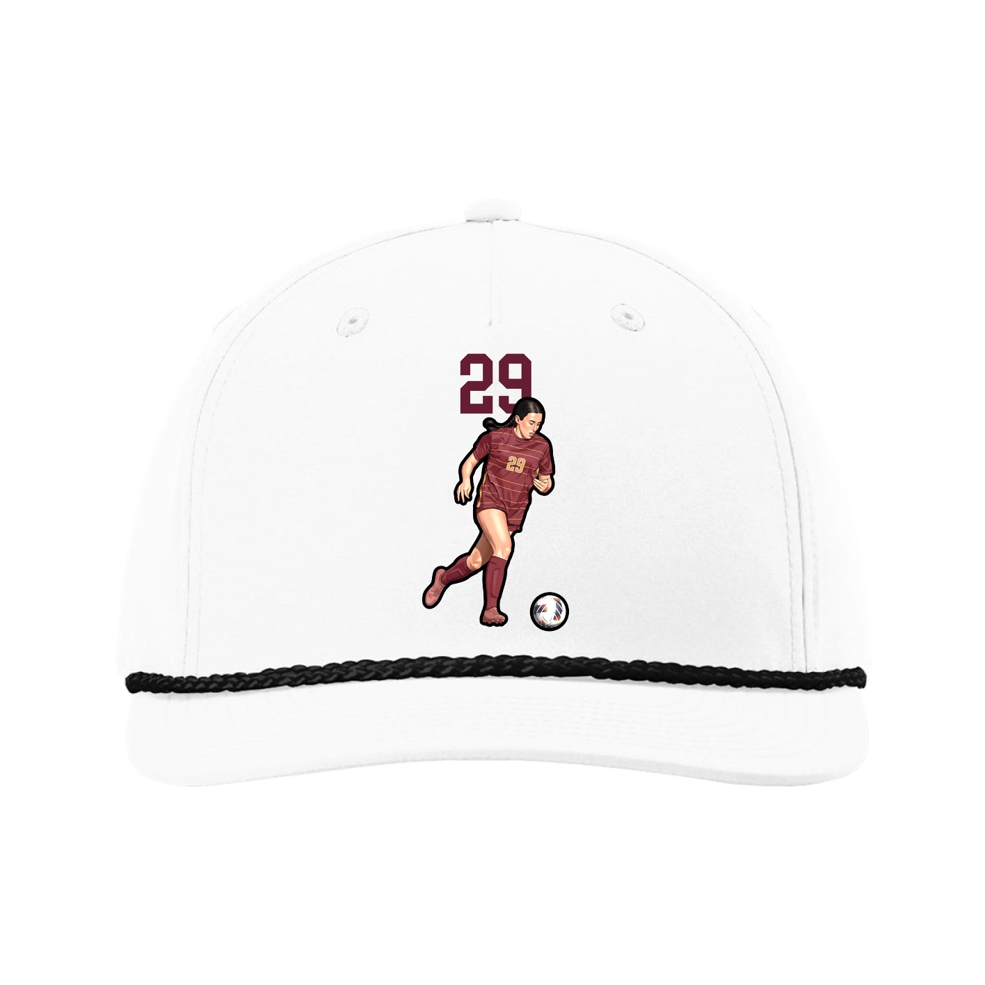 Five-Panel Classic Rope Cap — Number Top in White