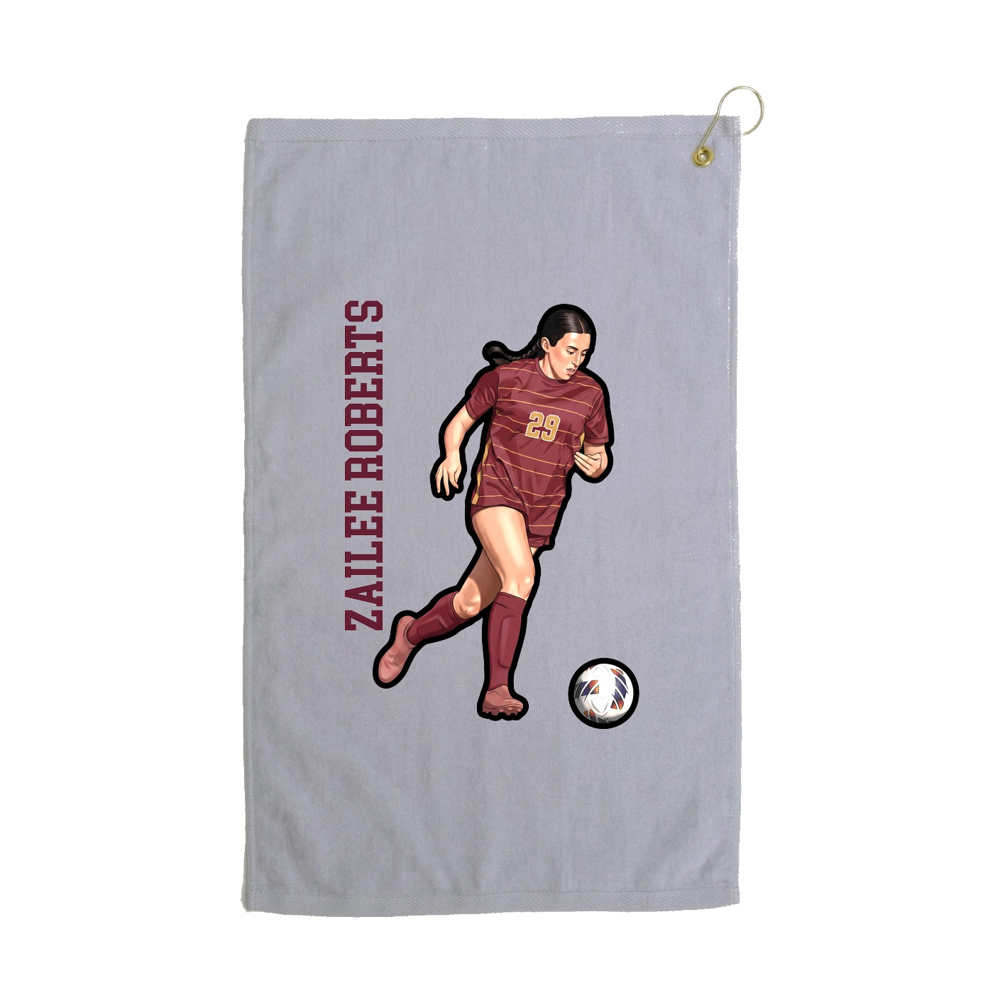 Golf Towel — Name Vertical in Grey