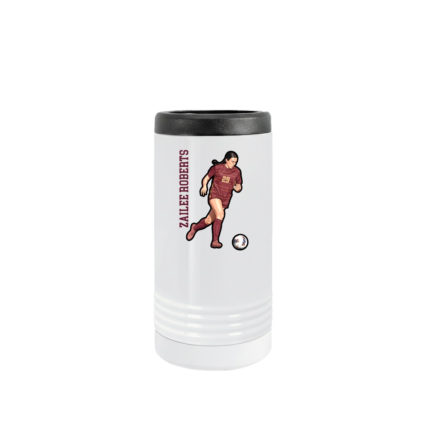 Slim Beverage Holder — Name Vertical in White