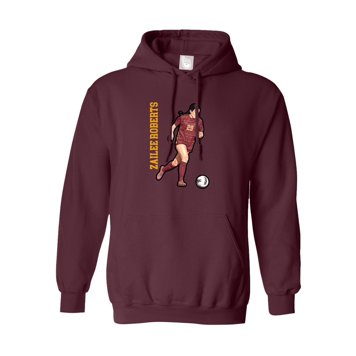 Hoodie — Name Vertical in Maroon