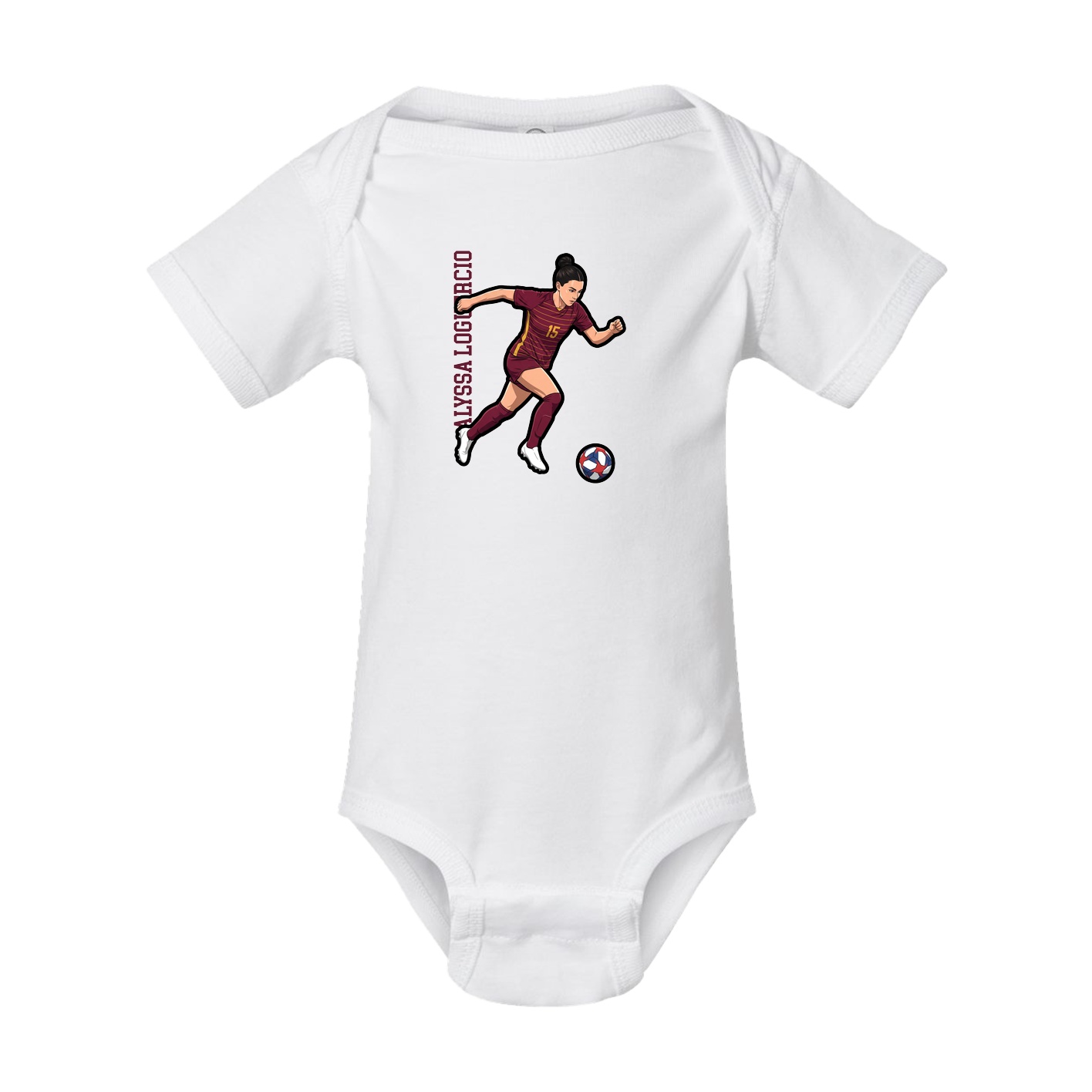 Baby Onesie — Name Vertical in White