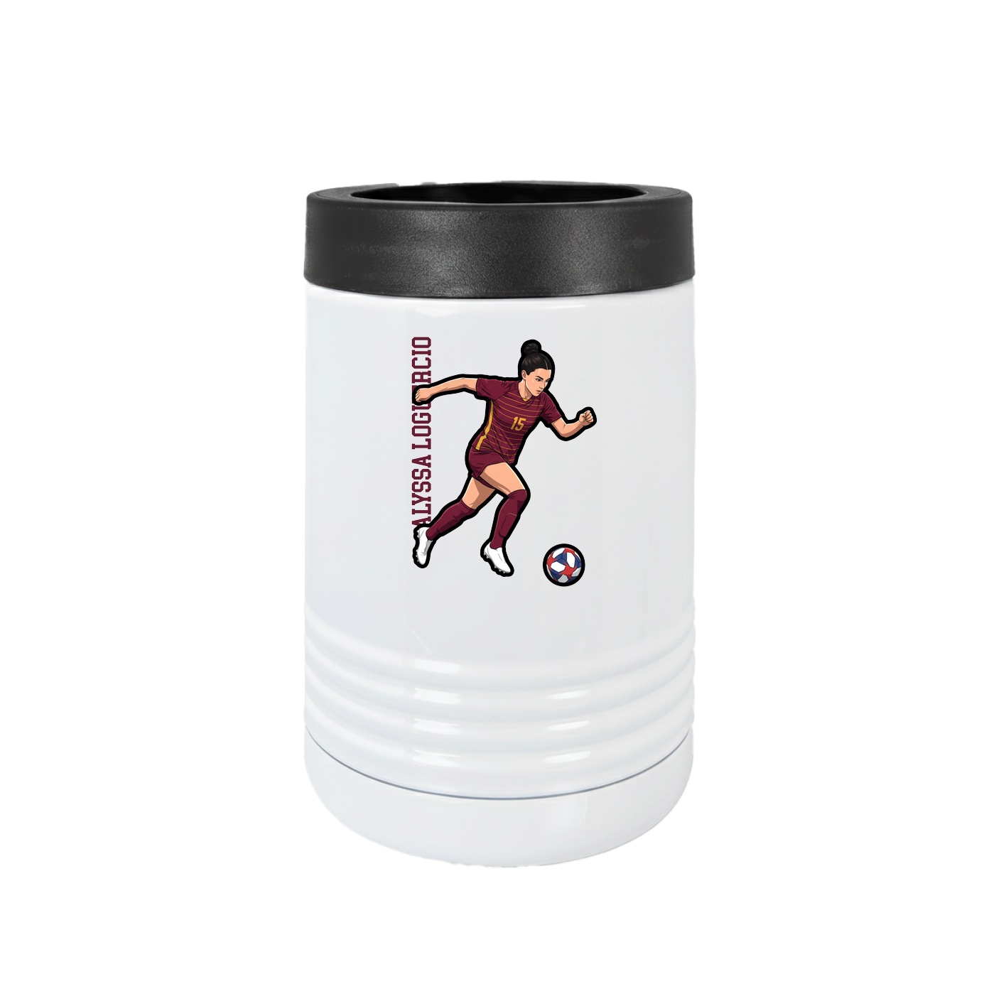 Beverage Holder — Name Vertical in White