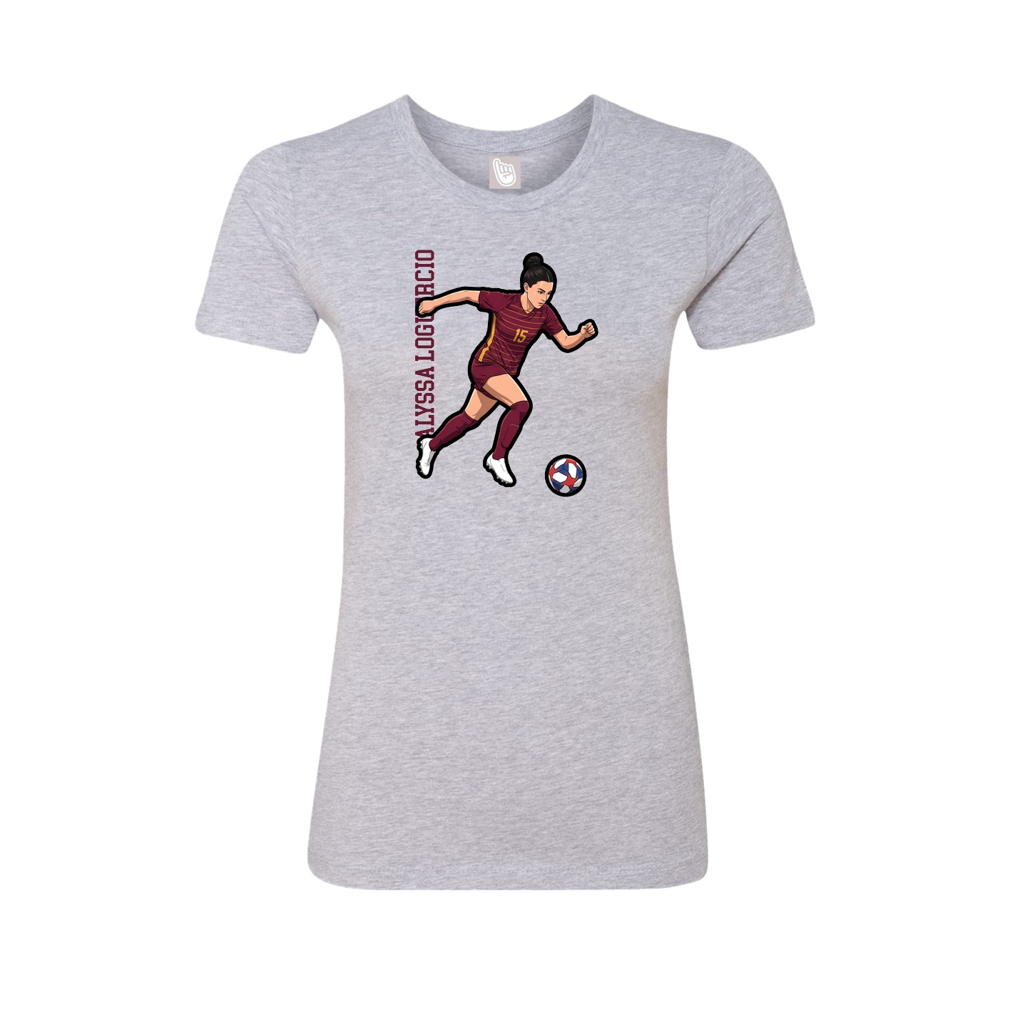 Fitted Women's Tee — Name Vertical in Grey