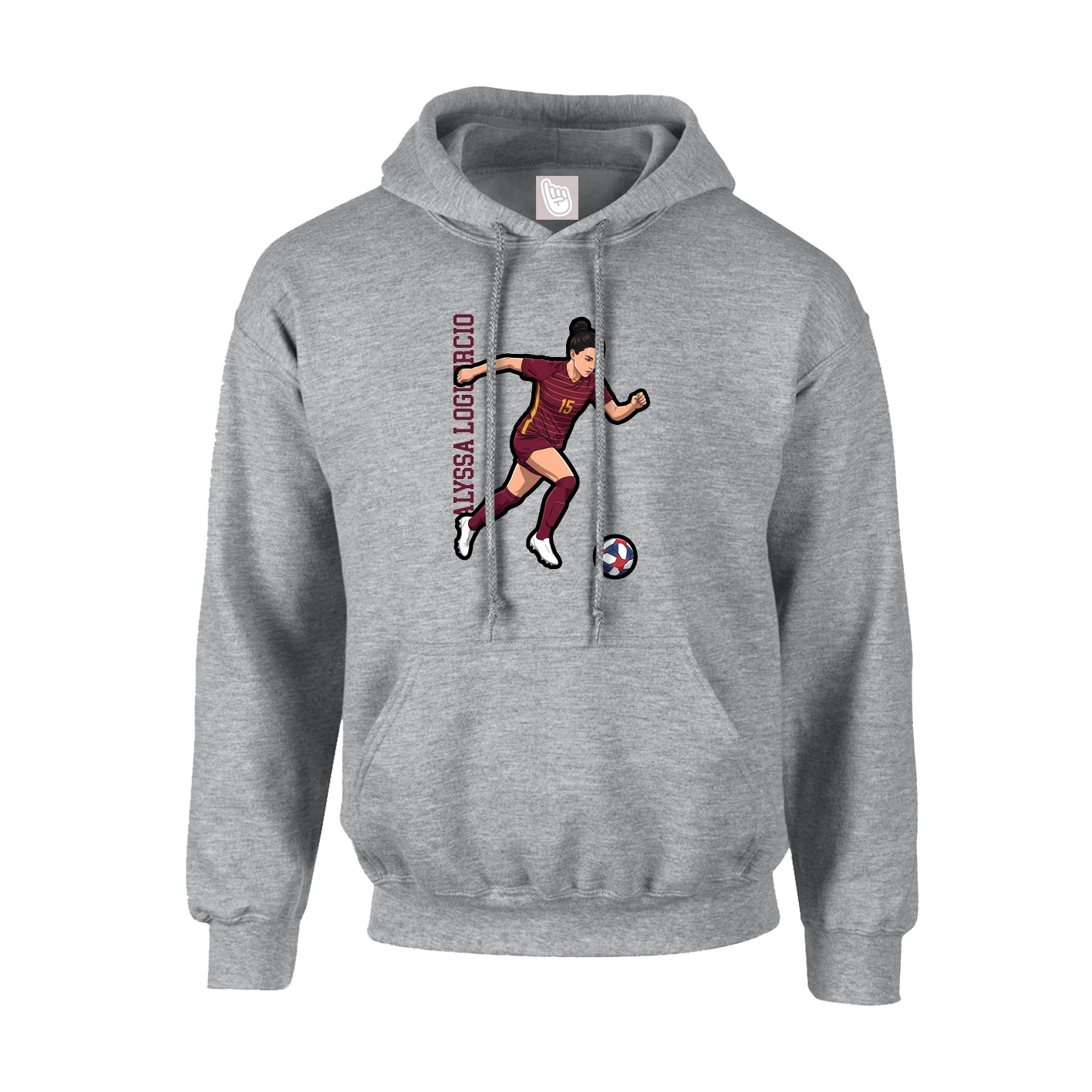 Youth Hoodie — Name Vertical in Grey