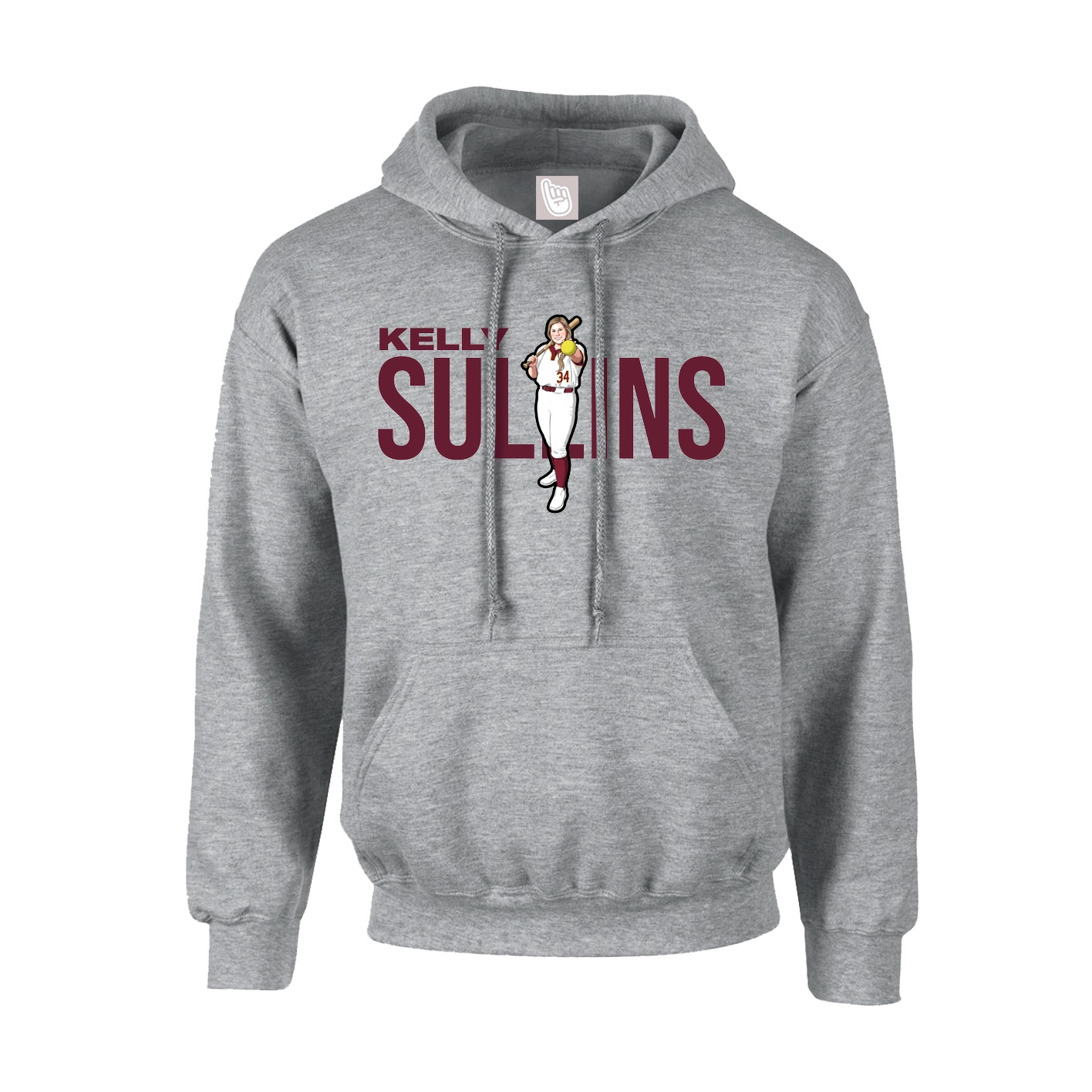 Youth Hoodie — Player Name in Grey