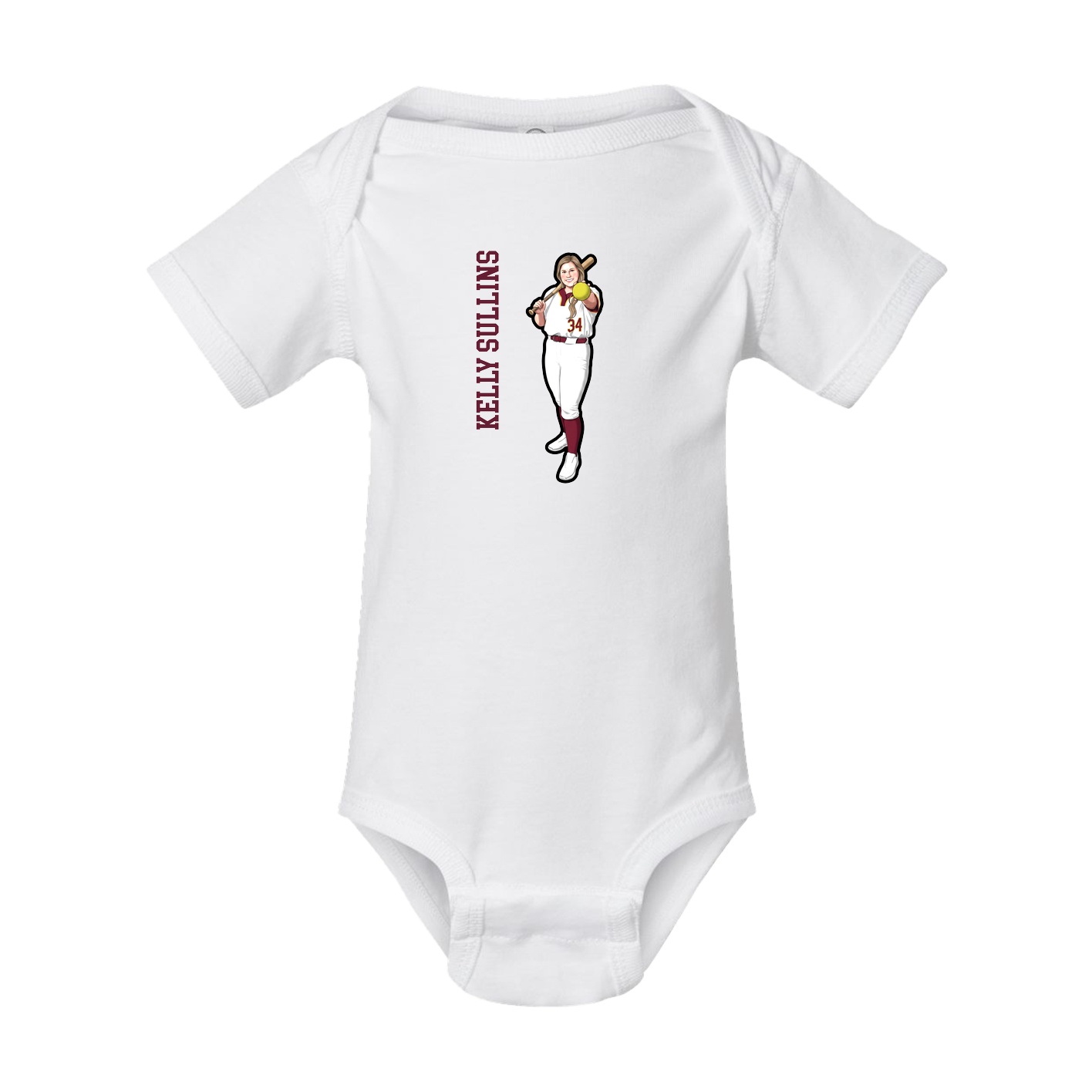 Baby Onesie — Name Vertical in White