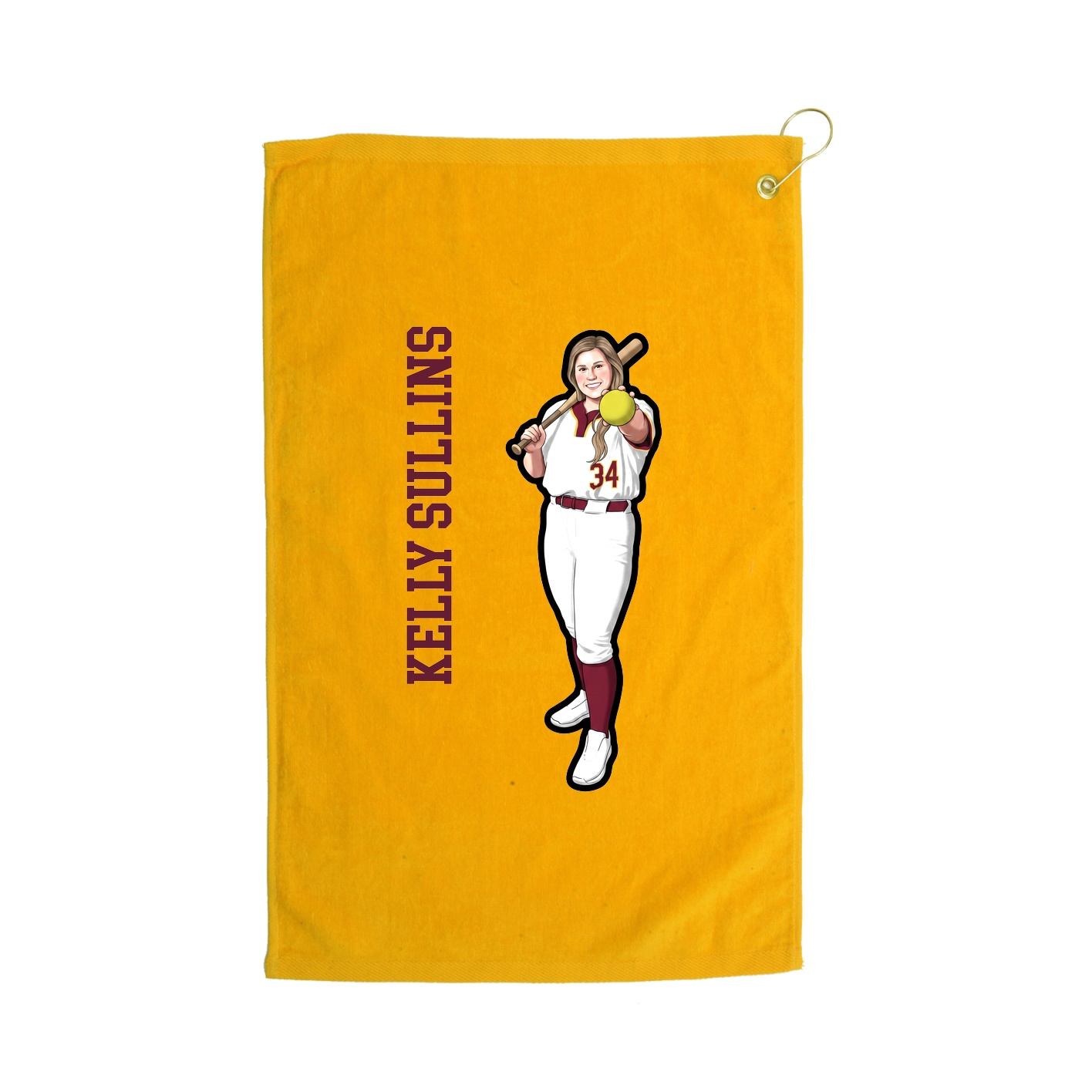Golf Towel — Name Vertical in Gold