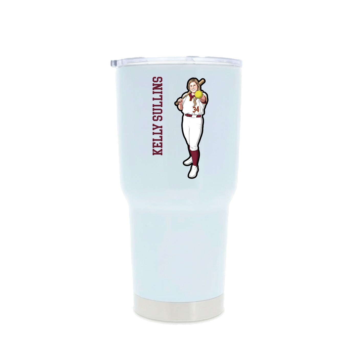 30oz Stainless Steel Tumbler — Name Vertical in White