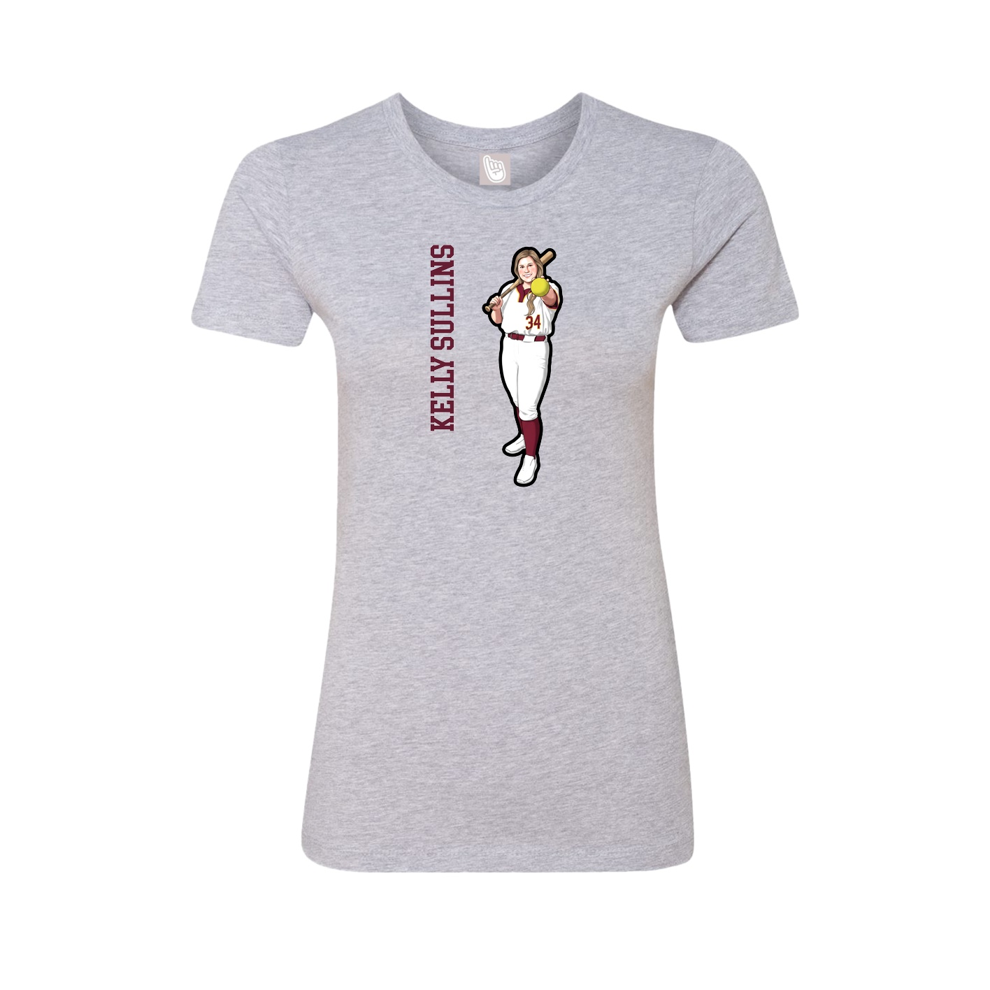 Fitted Women's Tee — Name Vertical in Grey