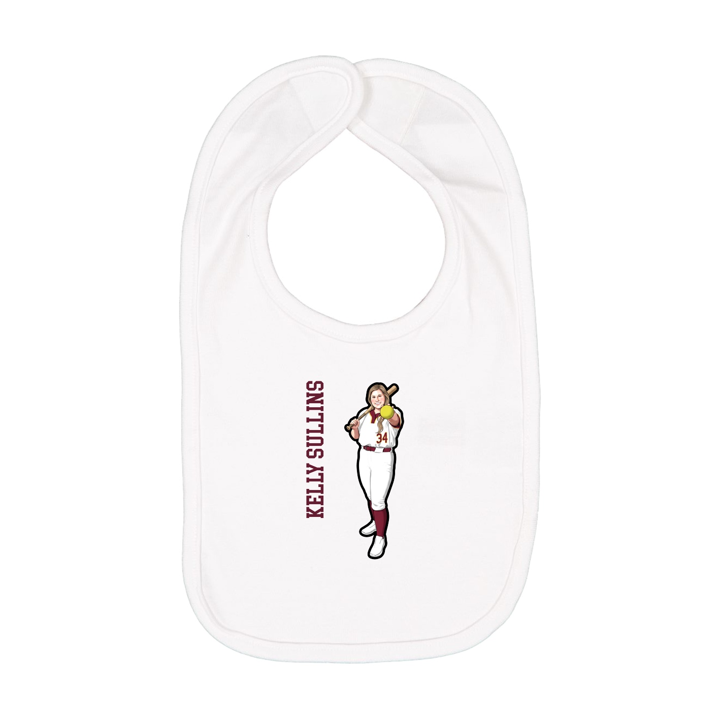 Infant Bib — Name Vertical in White