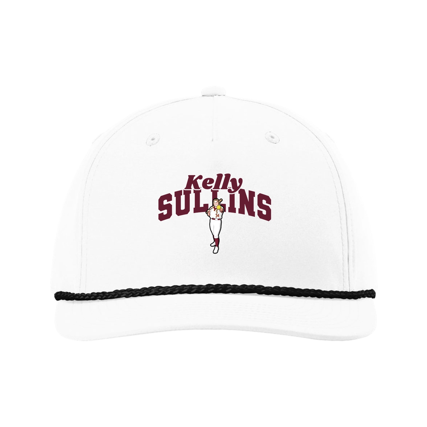 Five-Panel Classic Rope Cap — Signature Arch in White