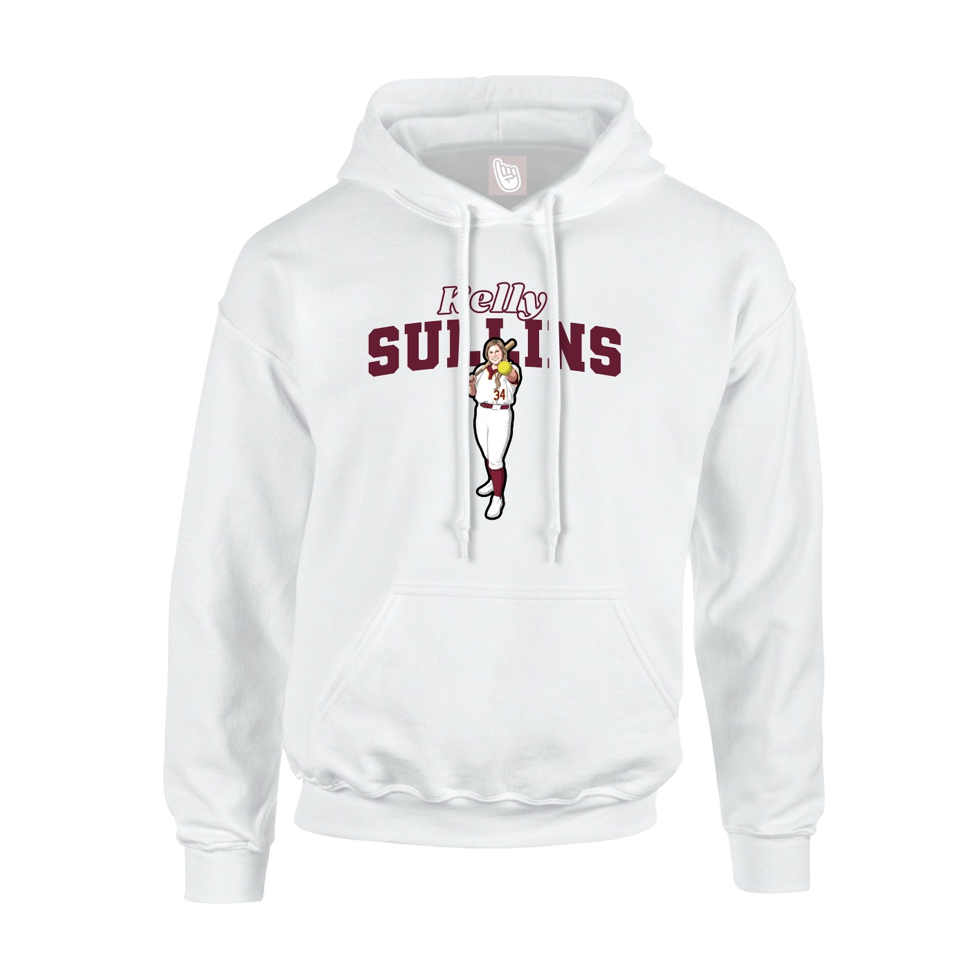 Youth Hoodie — Name Arch in White