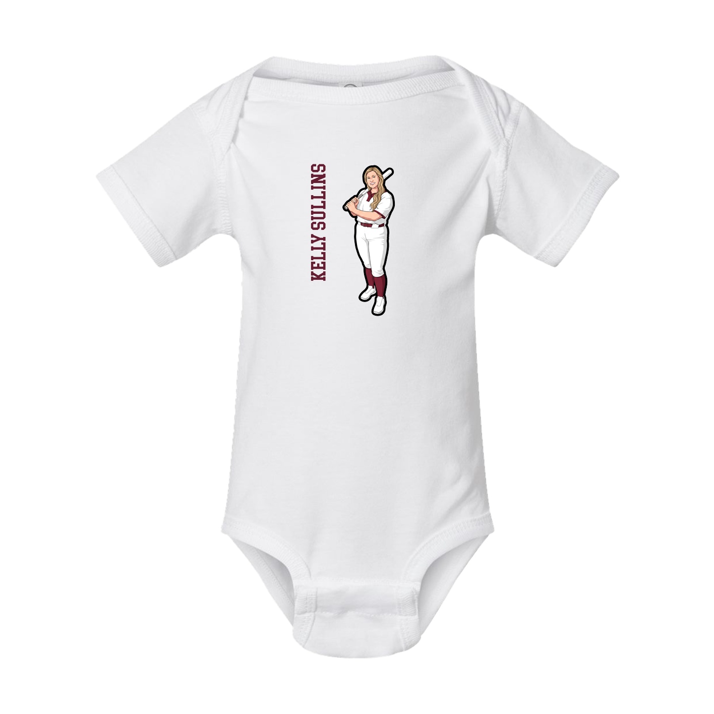 Baby Onesie — Name Vertical in White