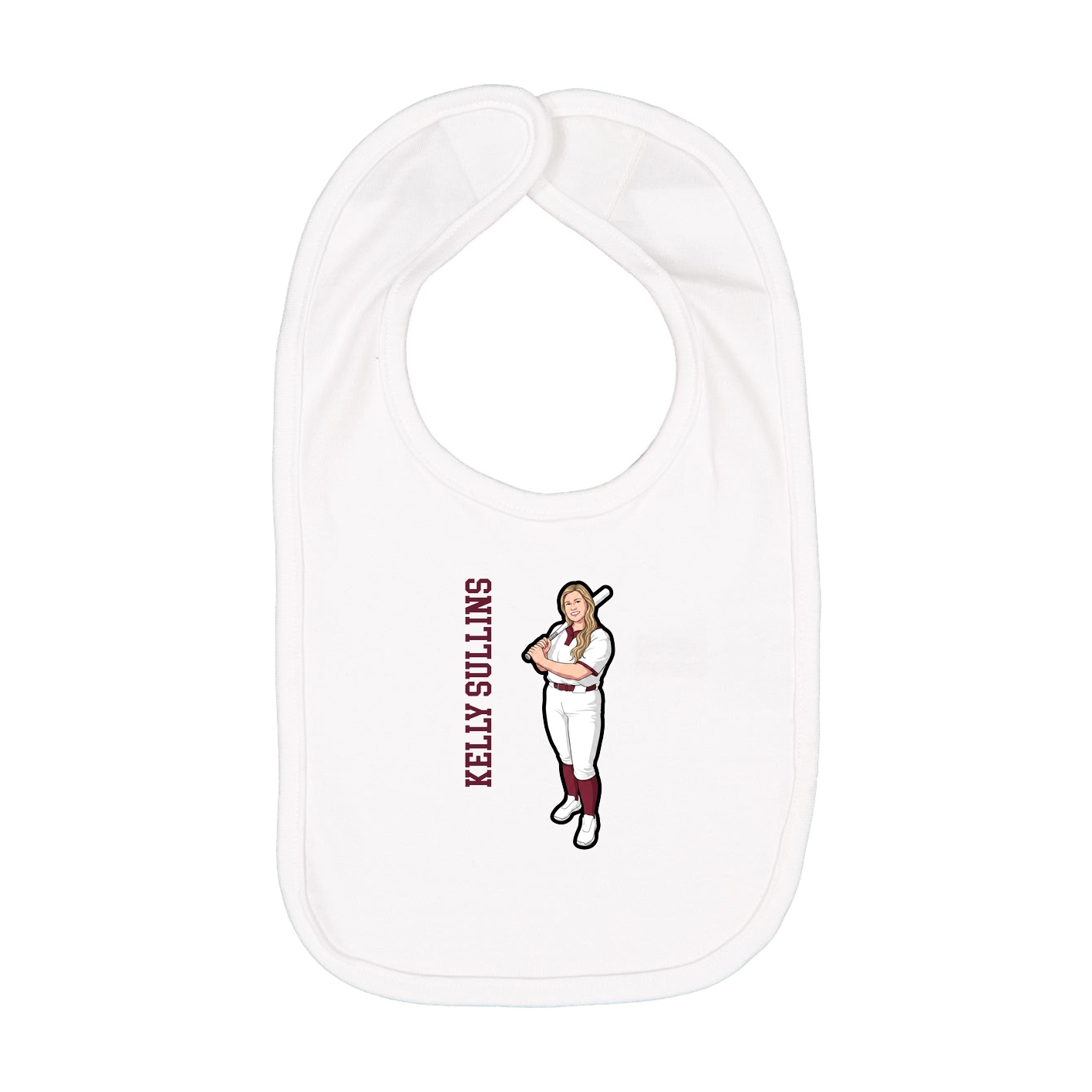 Infant Bib — Name Vertical in White
