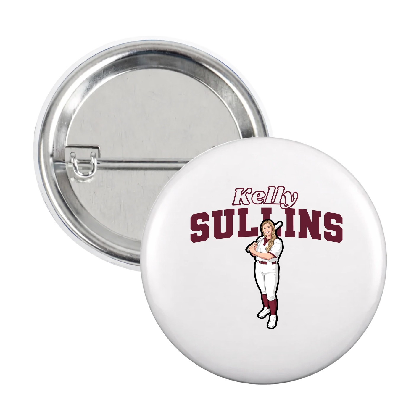 Game Day Button — Name Arch in White