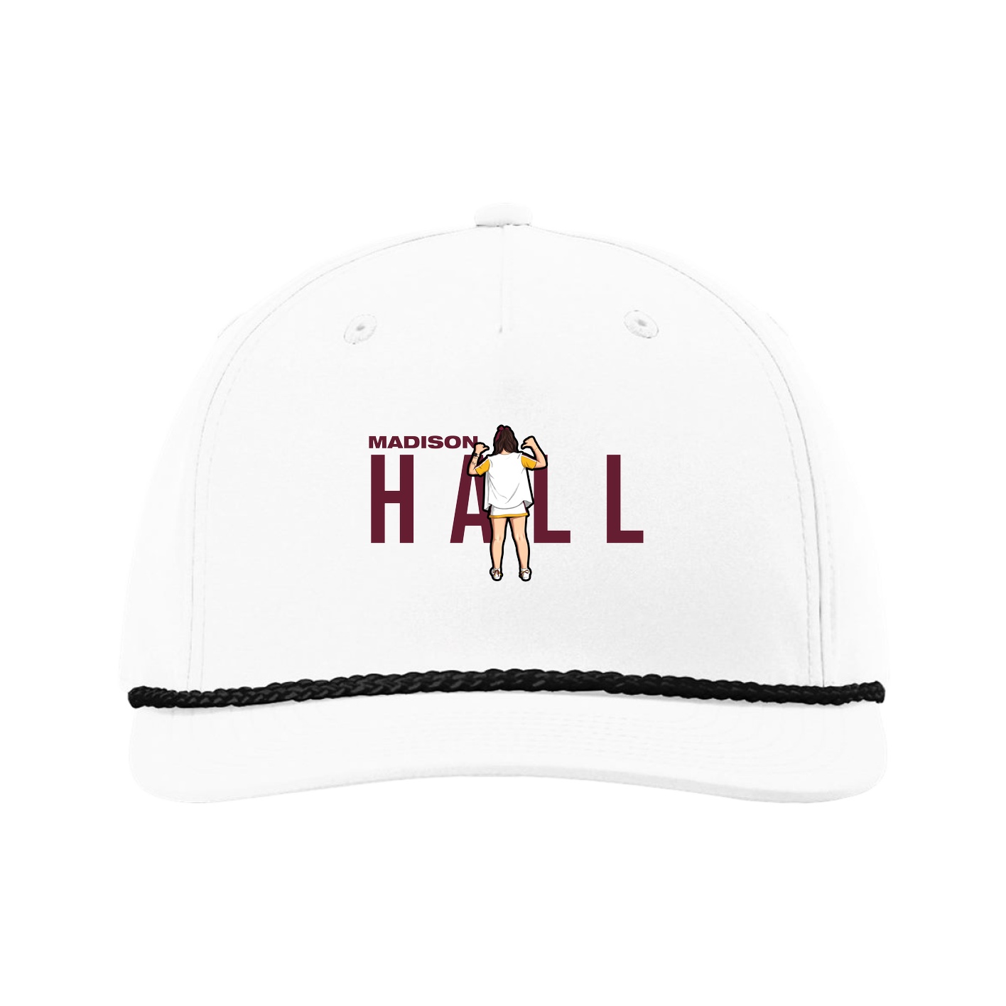 Five-Panel Classic Rope Cap — Player Name in White