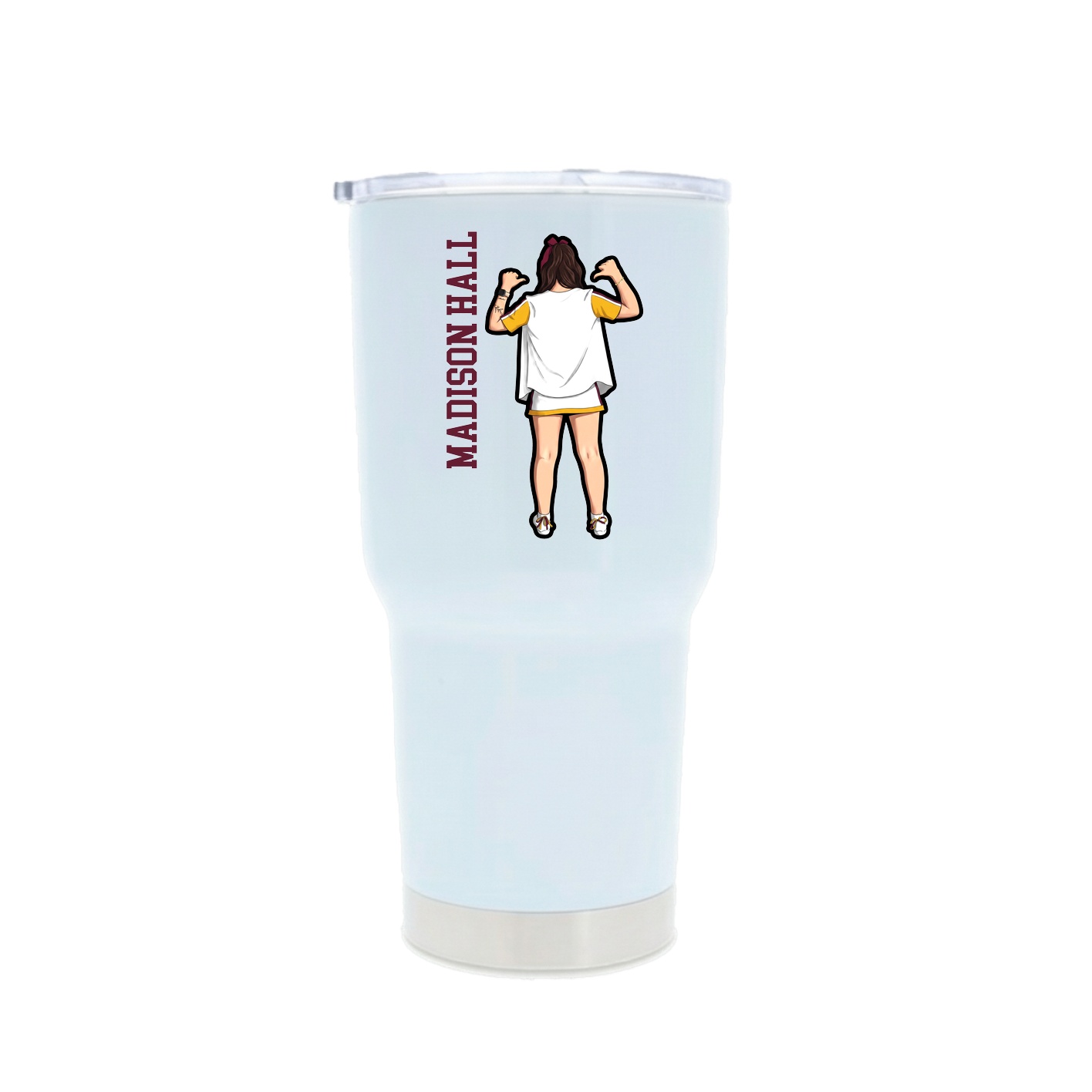 30oz Stainless Steel Tumbler — Name Vertical in White