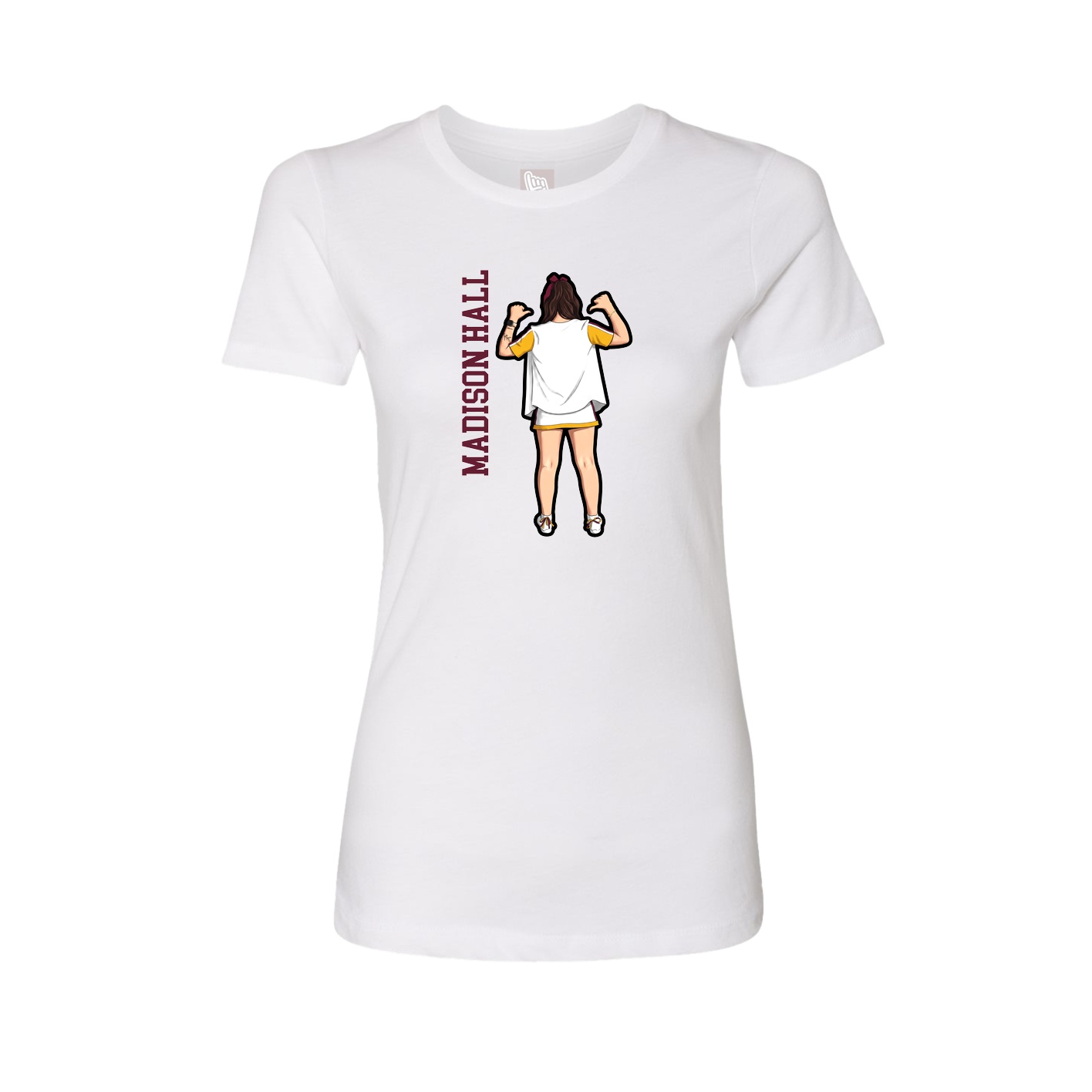 Fitted Women's Tee — Name Vertical in White