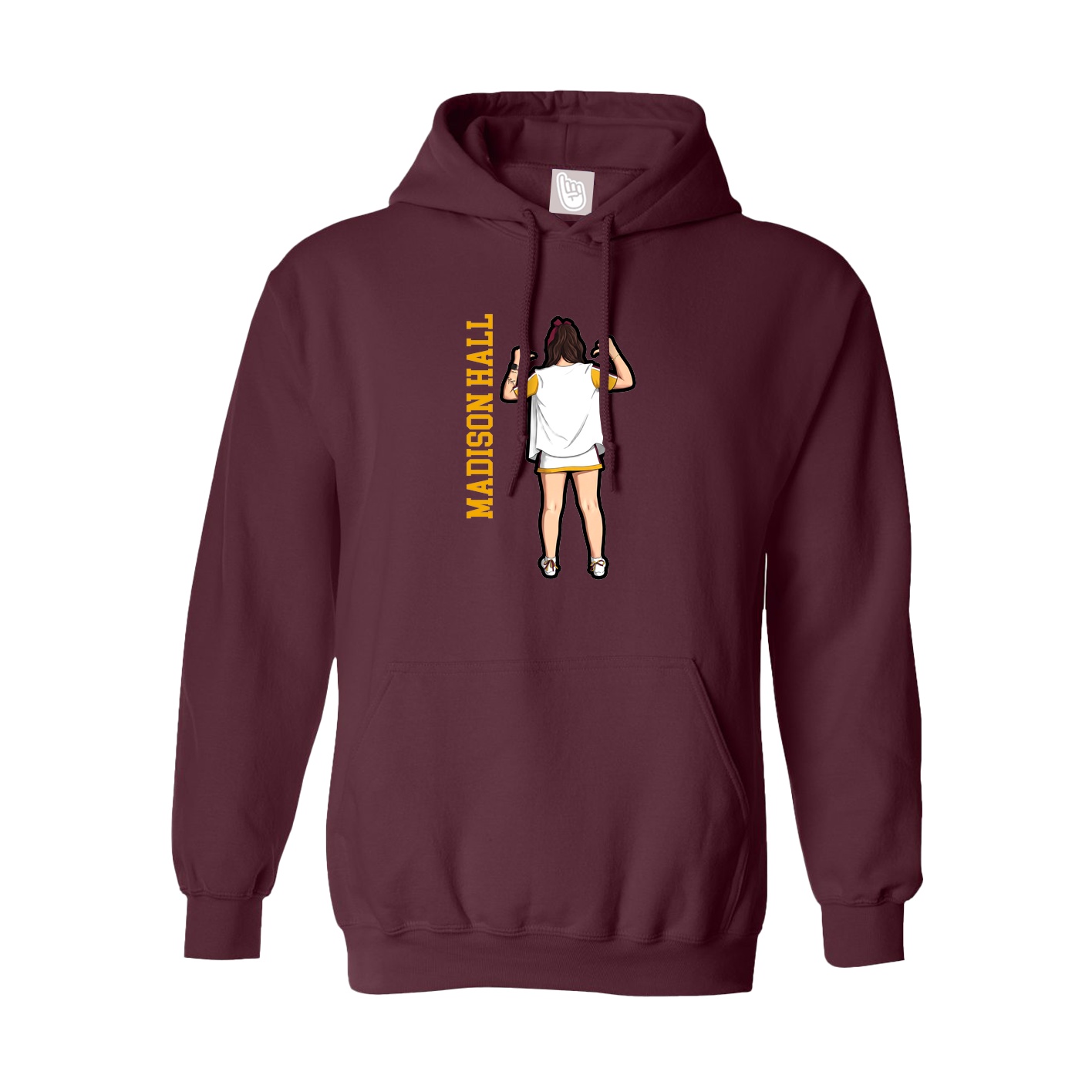 Youth Hoodie — Name Vertical in Maroon