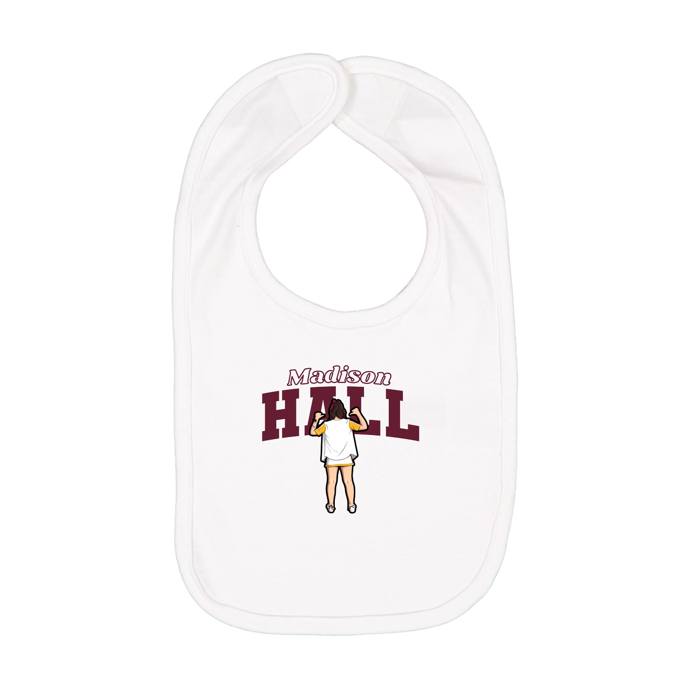 Infant Bib — Name Arch in White