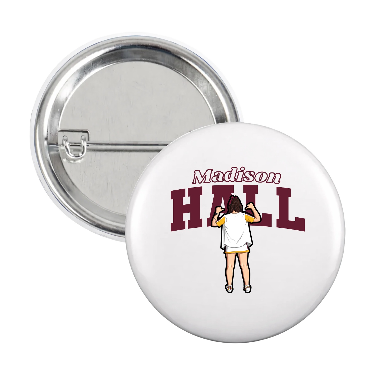 Game Day Button — Name Arch in White