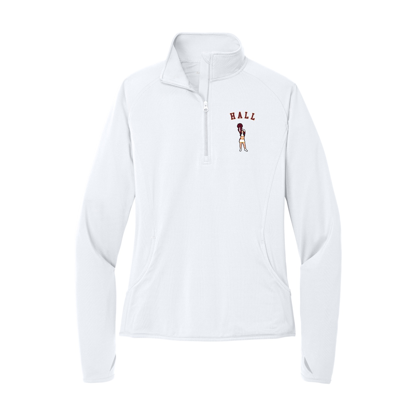 Women's Q-Zip Pullover — Shirsey Arch in White