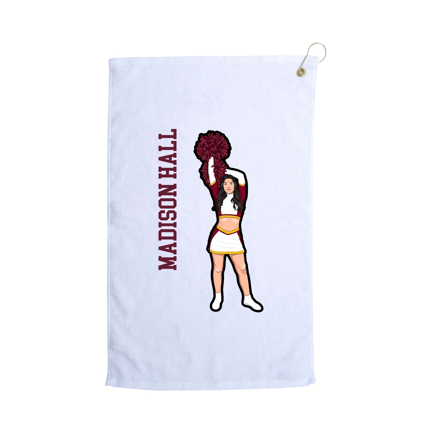 Golf Towel — Name Vertical in White