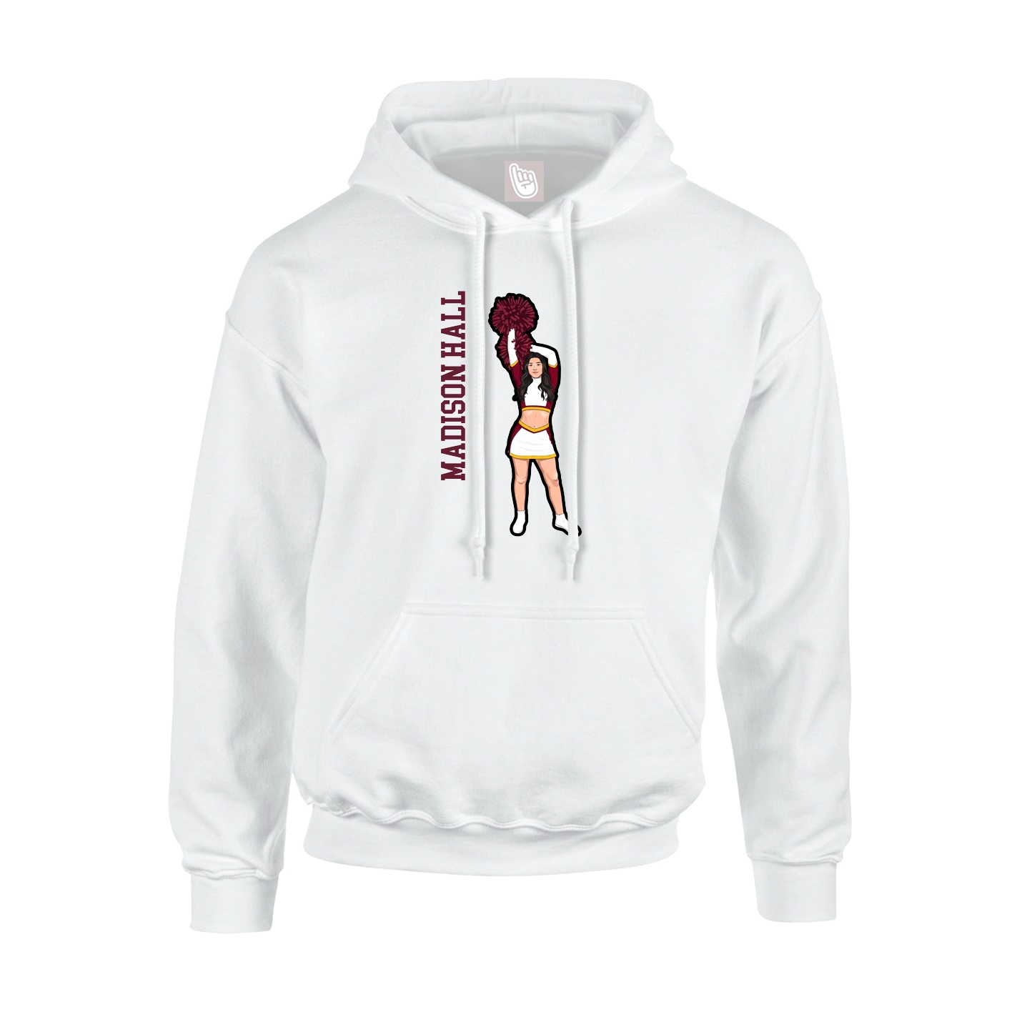 Youth Hoodie — Name Vertical in White