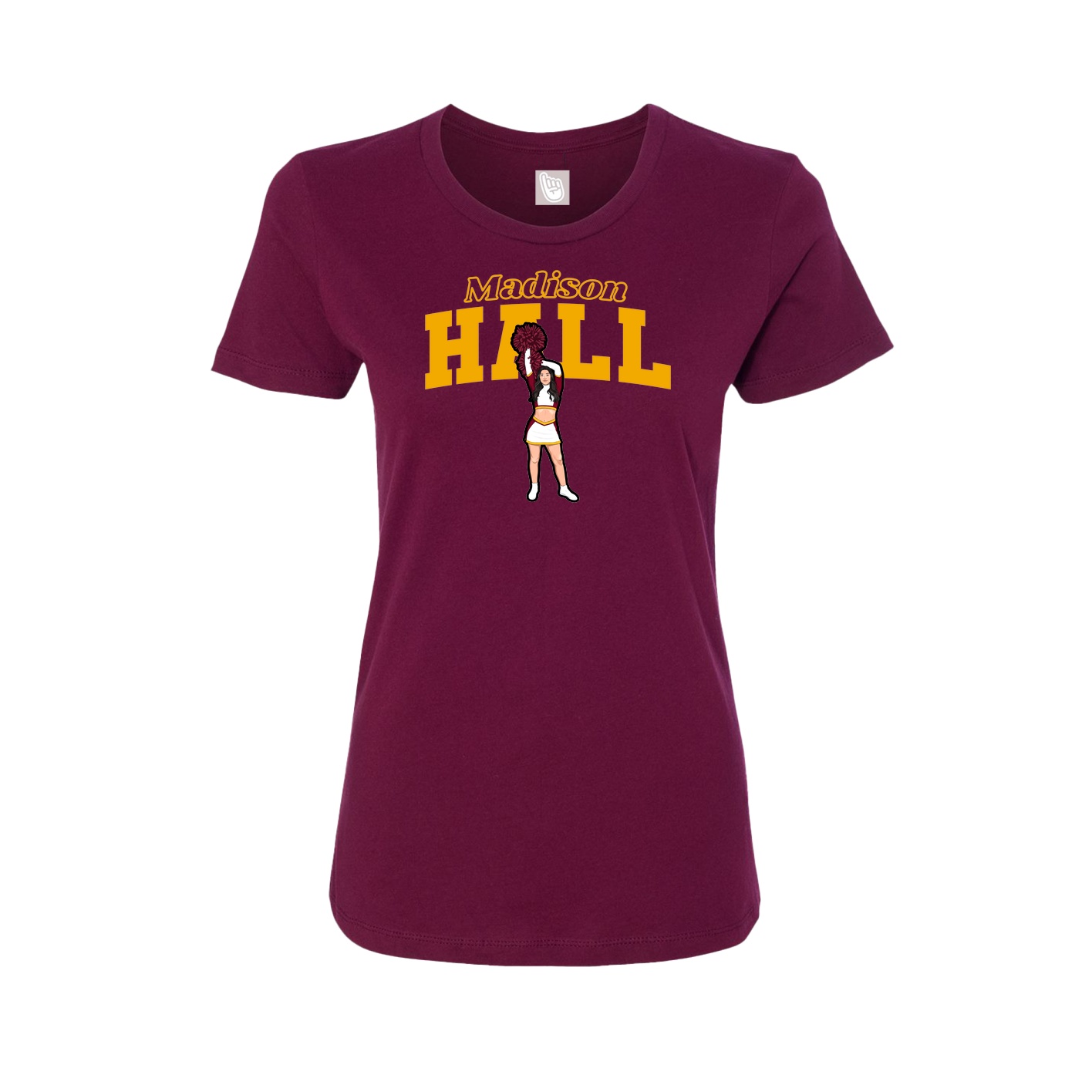 Fitted Women's Tee — Name Arch in Maroon